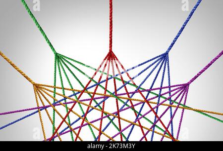 Collaborer les équipes d'affaires réussir et se connecter ensemble et unité le concept de travail d'équipe comme une métaphore pour joindre un partenariat de la diversité. Banque D'Images