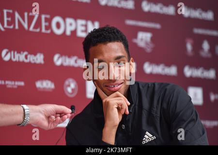 Pala Wanny, Florence, Italie, 16 octobre 2022, Conférence de presse post-match de Felix Auger-Aliassime du Canada lors de l'Open - final UniCredit Firenze Banque D'Images