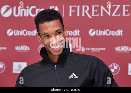 Pala Wanny, Florence, Italie, 16 octobre 2022, Conférence de presse post-match de Felix Auger-Aliassime du Canada lors de l'Open - final UniCredit Firenze Banque D'Images