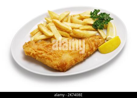 Fish and chips maison, plat national britannique Banque D'Images