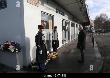 @ Pool/ Robert Alain /Maxppp, France, Paris, 2017/01/05 Francis Kalifat, Président du Conseil représentatif des associations juives françaises (CRIF), lors d'un hommage aux victimes de l'attentat du 2015 janvier contre la porte de Vincennes à Paris, France, sur 5 janvier 2017, Marquant le deux ans anniversaire de la série de fusillades contre le journal hebdomadaire Charlie Hebdo et l'épicerie Hyper Casher qui a coûté la vie à 17 personnes. Banque D'Images