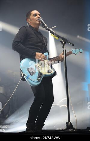 Le placebo se produit au festival de musique le Printemps de Bourges qui se tient à Bourges, en France, pendant cinq jours. C'est maintenant un événement majeur en France et en Europe. Banque D'Images