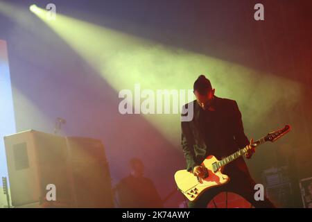 Le placebo se produit au festival de musique le Printemps de Bourges qui se tient à Bourges, en France, pendant cinq jours. C'est maintenant un événement majeur en France et en Europe. Banque D'Images