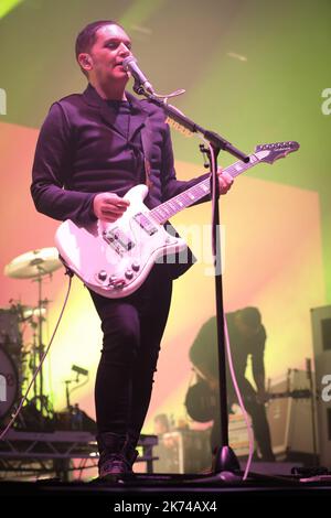 Le placebo se produit au festival de musique le Printemps de Bourges qui se tient à Bourges, en France, pendant cinq jours. C'est maintenant un événement majeur en France et en Europe. Banque D'Images