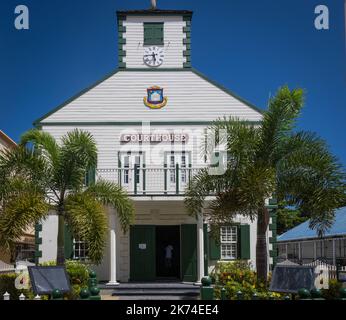 L'ancien palais de justice de Philipsburg, la capitale de la partie néerlandaise de l'île des Caraïbes de Sint Maarten Banque D'Images