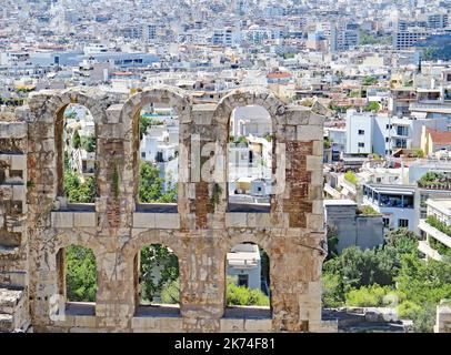Vue panoramique du Colisée à Athènes, Grèce, Europe Banque D'Images