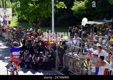 Victoire du Français Arnaud Demare lors de la quatrième étape de l'édition 104th de la course cycliste Tour de France, à 207,5 km de Mondorf-les-bains, Luxembourg, à Vittel, France, le mardi 04 juillet 2017 Banque D'Images