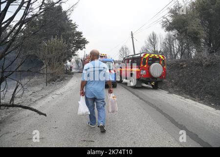 Incendies à Istres, dans le sud-est de la France Banque D'Images