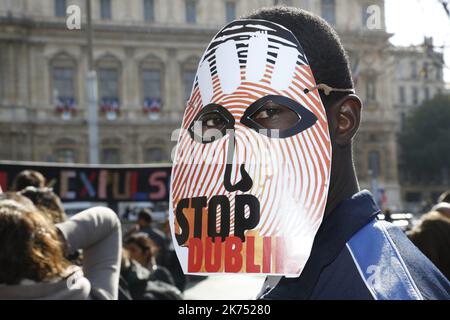 Manifestation pour l'abrogation du règlement de Dublin qui bloque les demandes d'asile. Banque D'Images