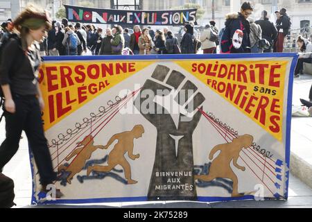 Manifestation pour l'abrogation du règlement de Dublin qui bloque les demandes d'asile. Banque D'Images