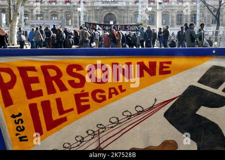 Manifestation pour l'abrogation du règlement de Dublin qui bloque les demandes d'asile. Banque D'Images