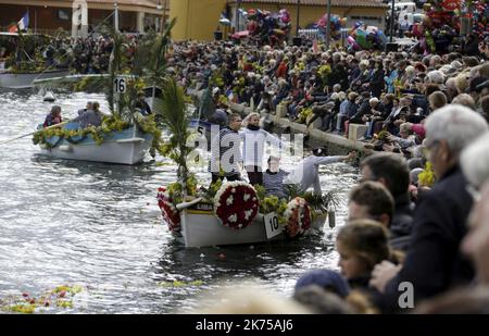 Le combat naval fleuri (bataille navale des fleurs) à Villefranche-sur-Mer (environ 10 miles à l'est de Nice), en France, sur 19 février 2018 Banque D'Images