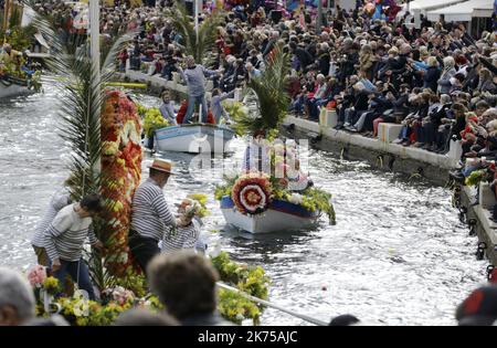 Le combat naval fleuri (bataille navale des fleurs) à Villefranche-sur-Mer (environ 10 miles à l'est de Nice), en France, sur 19 février 2018 Banque D'Images