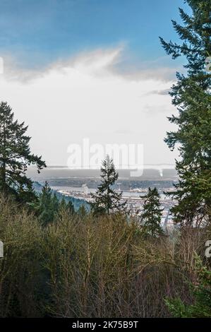 Vue sur les quais depuis le manoir Pittock à Portland, Oregon. Banque D'Images
