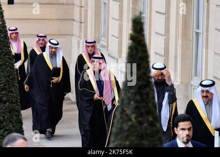 La délégation saoudienne à l'Elysée, pour la réception du Prince Heritier Mohamed Bin Salman Bin Abdulaziz Al Saoud Banque D'Images