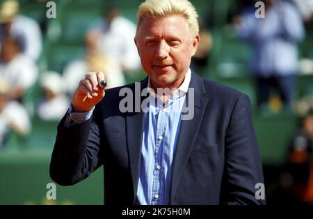 Boris Becker reçoit sa bague 'Hall of Fame' Monte-Carlo tennis Rolex Masters 2018 Boris Becker Banque D'Images