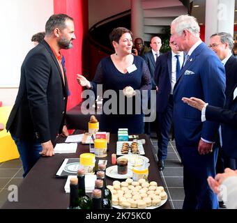 Le Prince de Galles visite la population étudiante de l'Université ISARA à Lyon sur 8 mai 2018. Banque D'Images