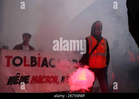 Manifestation des cheminots à Paris, France sur 14 mai 2018. ÉNicolas Joubert/Wostok presse/Maxppp 14/05/2018 Paris, France manifestation des cheminots a Paris au 16 eme jour de greve manifestation des cheminots à Paris Banque D'Images