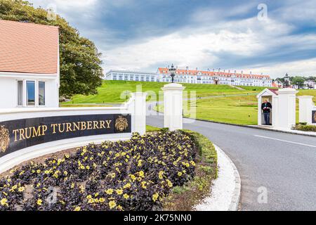 Trump Turnberry Hotel and Golf course appartenant à la Trump Organization à Turnberry près de Girvan, South Ayrshire, Écosse, Royaume-Uni Banque D'Images