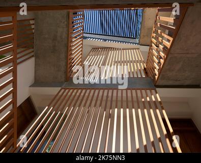 Escaliers. Harding Boutique Hotel, Ahangama, Sri Lanka. Architecte: ANARCHITECT , 2021. Banque D'Images