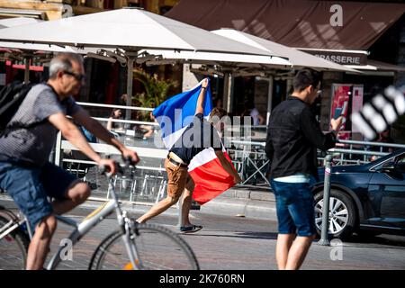 France fans à Lille, regardant le match France / Argentine Round de 16 sur 30 juin 2018. Banque D'Images