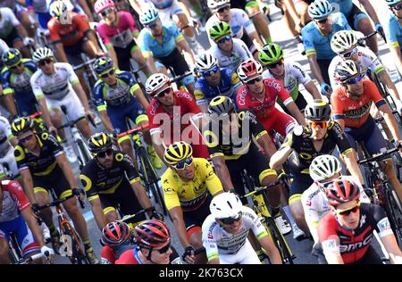 Le peloton pendant la phase 7 du Tour de France entre Fougères et Chartres sur 13 juillet 2018. Banque D'Images
