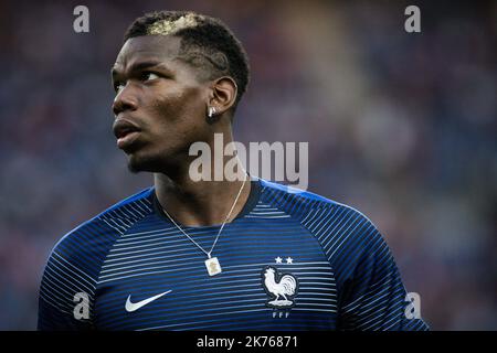 Paul Pogba (FRA) lors de l'entraînement devant la Ligue des Nations de l'UEFA, match de football de la France contre la Hollande sur 9 septembre 2018 au Stade de France à Saint Denis, France. Banque D'Images