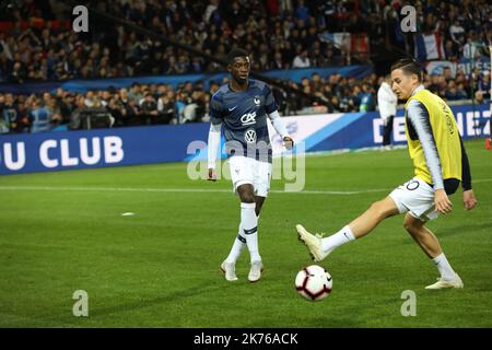 Dembélé lors de l'amitié internationale entre la France et l'Islande à Paris, France sur 11 octobre 2018. Banque D'Images