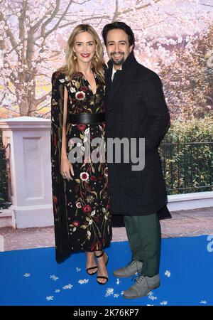 Emily Blunt, Lin-Manuel Miranda à la première en France de Mary Poppins revient à Paris Banque D'Images