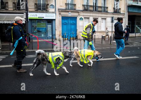 Samedi, 19 janvier 2019, plus de 8 000 personnes se sont rassemblées à Paris pour manifester dans le cadre de l'Acte 10 du mouvement des gilets jaunes. La manifestation a eu lieu dans une atmosphère calme, à l'exception de quelques affrontements vers la fin Banque D'Images