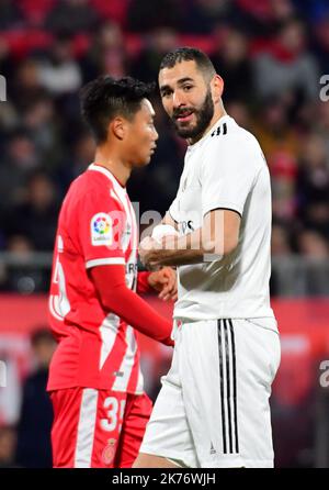 KARIM BENZEMA lors du match de deuxième étape du COPE de Rey entre Gérone et le Real Madrid sur 31 janvier 2019. Banque D'Images