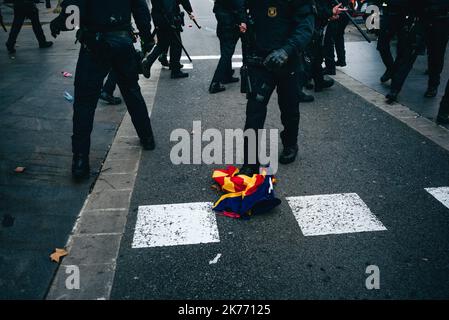 Grève générale à la suite du procès des indépendants qui a lieu à Madrid. Banque D'Images