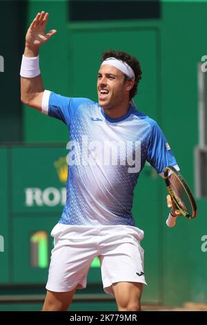 ©Laurent Lairys/MAXPPP - Marco Cecchinato d'Italie pendant le Rolex Monte-Carlo Masters 2019, ATP Masters 100 tennis Match sur 18 avril 2019 à Monaco - photo Laurent Lairys / MAXPPP Banque D'Images