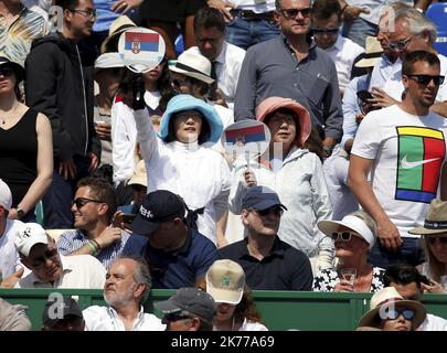 Roquebrune-Cap-Martin, vendredi 19 avril 2019 - Rolex Monte-Carlo Masters, quarts de finale court Rainier III - Novak Djokovic (SRB) - Daniil Medvedev (Rus) Banque D'Images