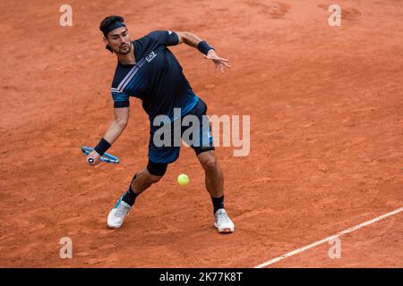 Aurélien Morissard / IP3; Paris, France le 28 mai 2019 - Fabio Fognini (ITA) durant son match contre Andreas Seppi (ITA) sur le court Simmone Mathieu au 1er tour de Roland Garros. Fabio Fognini (ITA) lors de son match contre Andreas Seppi (ITA) sur le terrain Simmone Mathieu lors de la première partie du tournoi de tennis Open de France à Roland Garros à Paris, France, 28th mai 2019. Banque D'Images