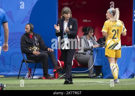 ©ERIC BALEDENT/MAXPPP - coupe du monde - Equipe d'Australie féminine vs Equipe d'Italie féminine - 09/06/2019 2019, phase finale - (c) 2019 Baledent/Maxppp Milena Bertolini (Italie, sélectionnée) 2019/06/09. Match de football féminin Australie contre Italie Banque D'Images