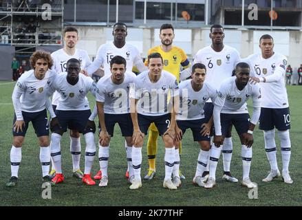 Équipe France lors du match de football du groupe H de qualification à l'Euro 2020 de l'UEFA entre Andorre et la France sur 11 juin 2019 à Estadi Nacional à Andorre-la-Vieille, Andorre Banque D'Images