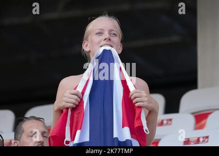 ©ERIC BALEDENT/MAXPPP - coupe du monde - Equipe de France féminine vs Equipe de Norvège féminine - 12/06/2019 2019, phase finale - (c) 2019 Baledent/Maxppp Suprabice norvégienne mort dans le drapages de la Norvège Banque D'Images