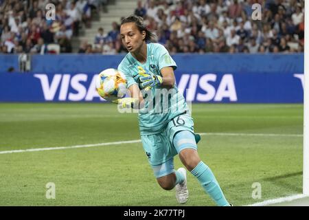 ©ERIC BALEDENT/MAXPPP - coupe du monde - Equipe de France féminine vs Equipe de Norvège féminine - 12/06/2019 2019, phase finale - (c) 2019 Baledent/Maxppp Sarah Bouhadi (France, gardienne de but, club : Olympique Lyonnais) Banque D'Images