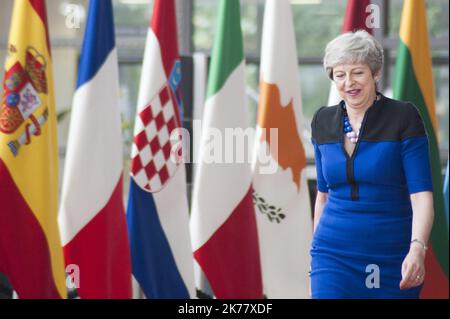 ©Nicolas Landemard / le Pictorium / MAXPPP - Nicolas Landemard / le Pictorium - 20/06/2019 - Belgique / Bruxelles / Bruxelles - Arrivee de la première ministre britannique Theresa May au sommet europeen du 20 juin 2019 / 20/06/2019 - Belgique / Bruxelles / Bruxelles - arrivée de la première ministre britannique Theresa May au sommet européen du 20 juin 2019 Banque D'Images