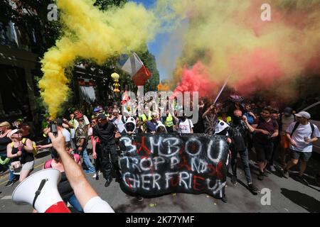 Manifestation de la veste jaune à Roubaix, France Banque D'Images