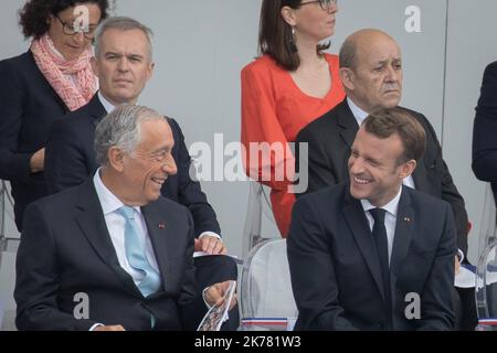 ©PHOTOPQR/LE PARISIEN/Fred Dugit ; Politique place de la concorde Paris VIIIe, le 14 juillet 2019 Cérémonie du 14 juillet Emmanuel Macron et en arrière plan François de Rugy photo LP / Fred Dugit le défilé militaire annuel du 14 juillet le long de l'avenue des champs-Elysées à Paris dimanche, 14 juillet 2019. Banque D'Images