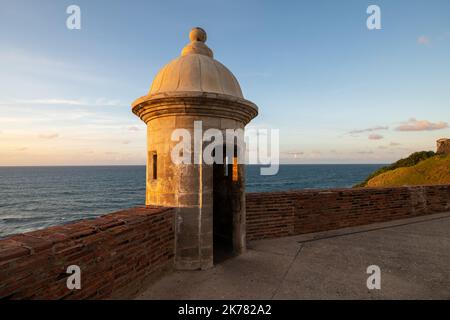 Tourelle à Castillo San Cristobal, site historique national de San Juan, Porto Rico Banque D'Images