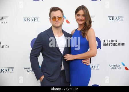 Taron Egerton assistant à la Fondation Elton John contre le sida songe d'une partie à Jean Pigozzi's Villa Dorane, Antibes, France. Banque D'Images