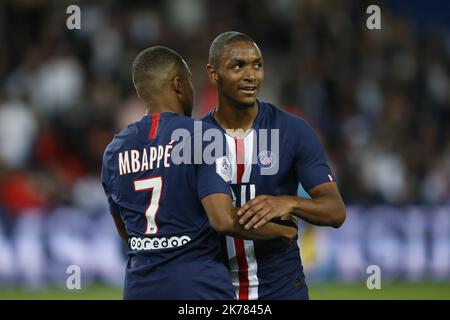 Abdou Diallo de Paris Saint-Germain court réagit lors du match de la Ligue française 1 entre Paris Saint Germain ( PSG ) et Nîmes olympique au Parc des Princes à Paris, France. 11.08.2019 Banque D'Images