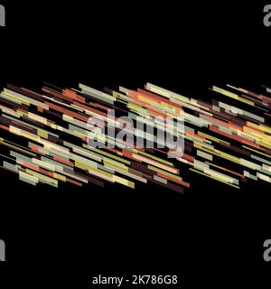 Ligne de vitesse géométrique abstraite formes et grille de torches multicolores sur fond noir isolé dans les pistes lumineuses centrales Banque D'Images