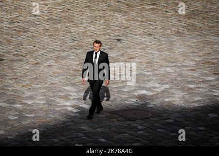 THOMAS PADILLA/MAXPPP - 30/09/2019 ; PARIS, FRANCE ; HONNEURS FUNEBRES MILITAIRES RENDUS A L' ANCIEN PRÉSIDENT DE LA RÉPUBLIQUE JACQUES CHIRAC DANS LA COUR DES INVALIDES, PRÉSIDE PAR LE PRÉSIDENT DE LA RÉPUBLIQUE EMMANUEL MACRON. - Paris, France, septembre 30th 2019 - hommage de la nation à l'ancien président français Jacques Chirac Banque D'Images