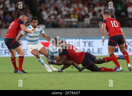 Benjamin Urdalipetta , Matias Orlando en Argentine et Maro Itoje , George Ford , Owen Farrell en Angleterre pendant la coupe du monde Japon 2019, match de rugby de la piscine C entre l'Angleterre et l'Argentine sur 5 octobre 2019 au stade de Tokyo, Japon - photo Laurent Lairys / MAXPPP Banque D'Images