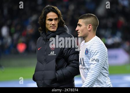 Olympique Marseille Edinson Roberto Cavani pendant le 11th jour de la Ligue 1 Conforama, entre Paris Saint Germain (PSG) et Olympique Marseille (OM), 27 octobre 2019 Banque D'Images