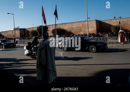 / 1/14/2019 - Maroc / Rabat - arrivée du Roi du Maroc, Mohammed VI Il doit venir à la Médina de Rabat pour inspecter les travaux. Plusieurs projets sont en cours dans le cadre du programme de réhabilitation de l'ancienne médina de Rabat. L'objectif est de préserver l'architecture de la médina de Rabat, inscrite sur la liste du patrimoine mondial de l'UNESCO en 2012. Ce travail est l'un des points forts du programme intégré - Rabat Lumiere, capitale marocaine de la culture. Lancé par le souverain sur 12 mai 2014. 14 janvier 2019. Rabat, Maroc. Banque D'Images